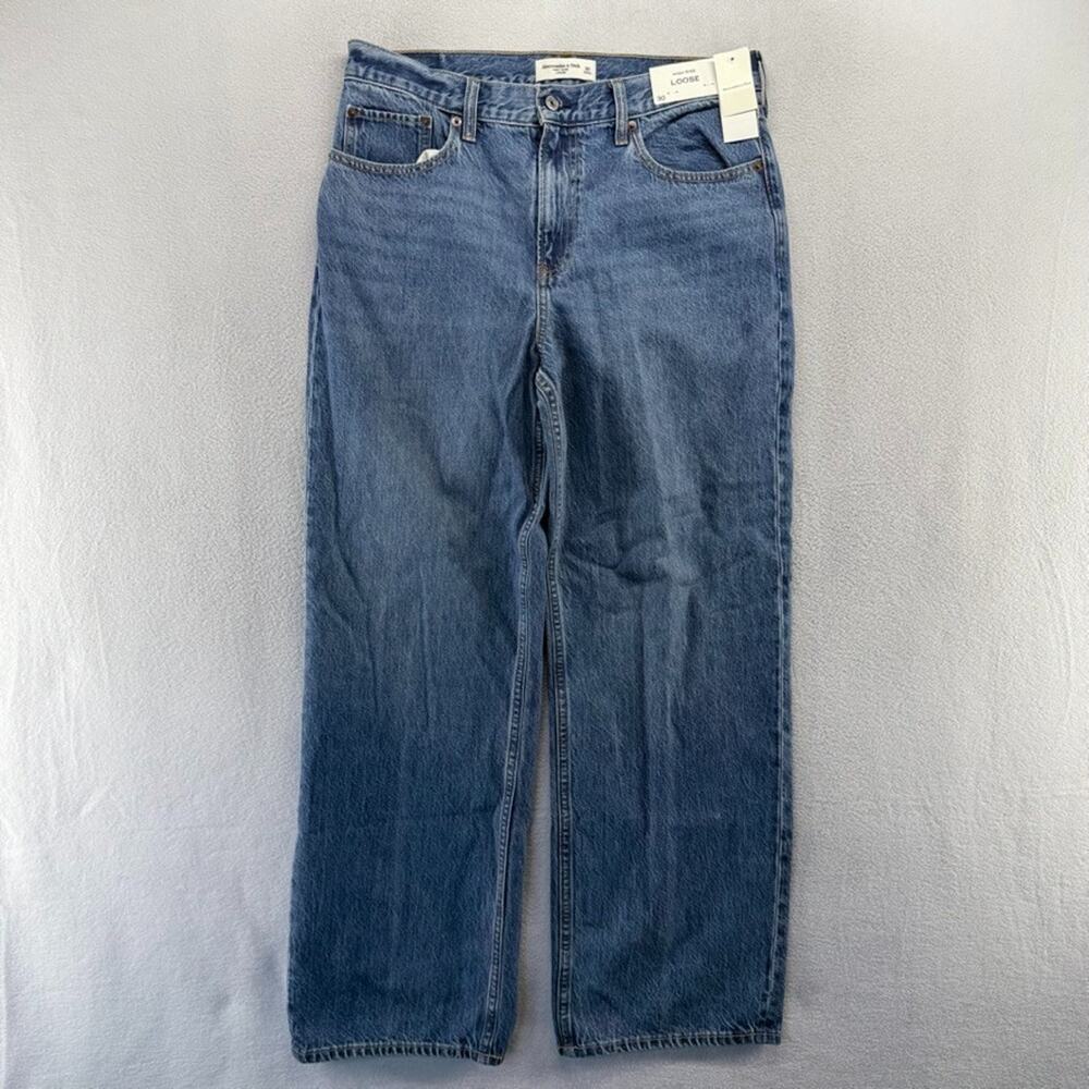Abercrombie Fitch Jeans Women's 30 Blue High Rise Loose Mom Baggy Denim NEW